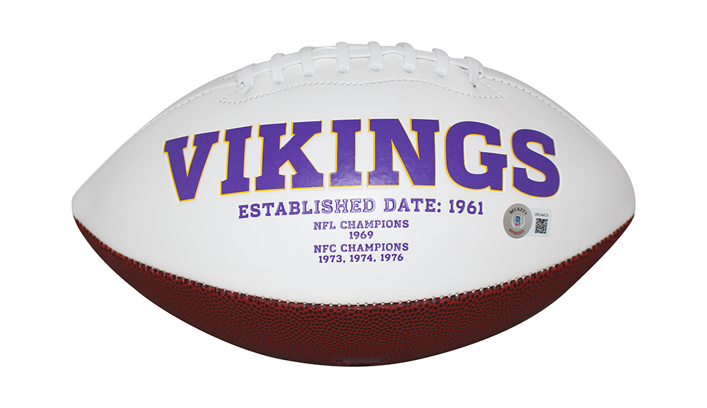 Jared Allen Autographed/Signed Minnesota Vikings Logo Football Beckett