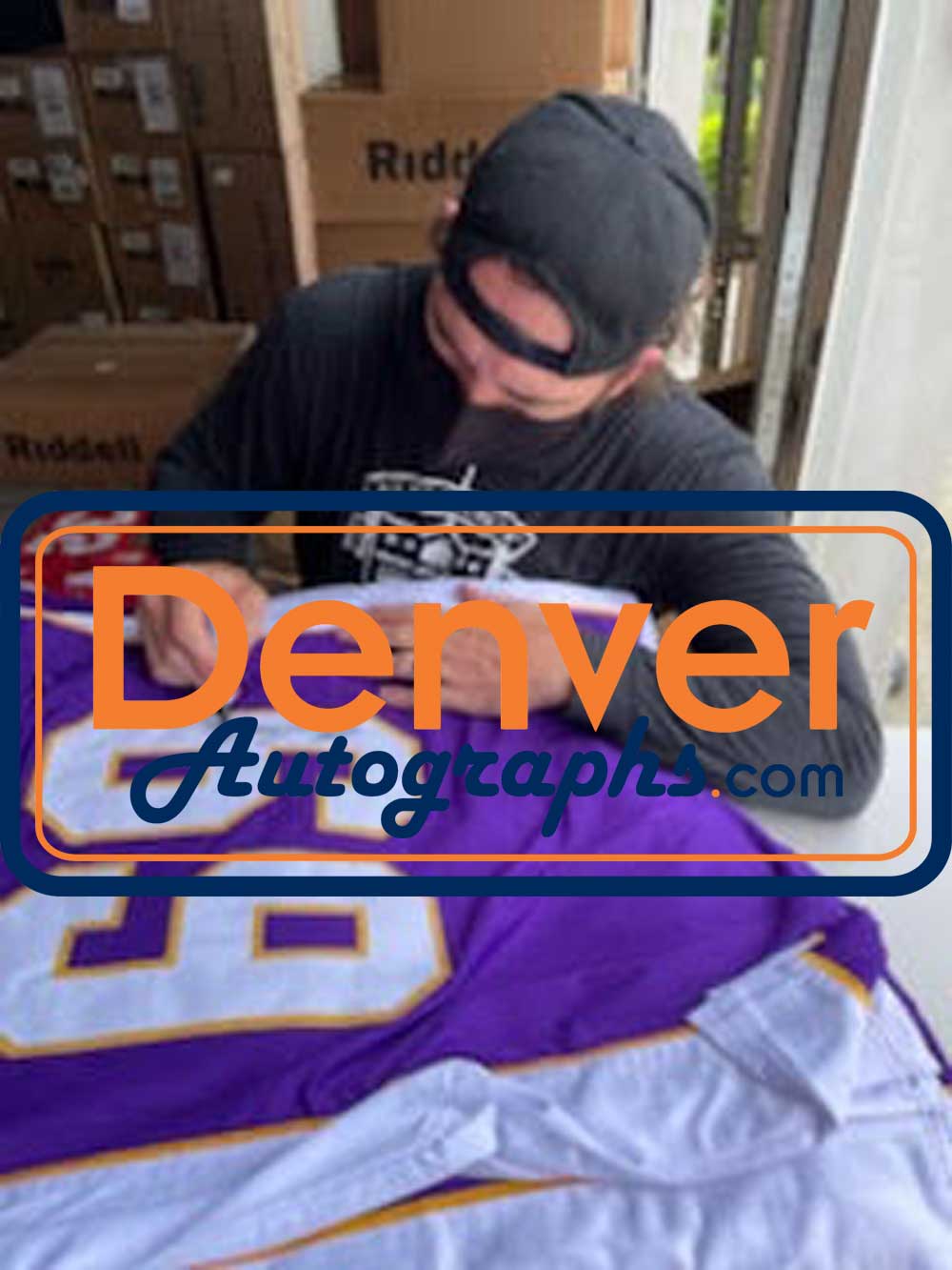 Jared Allen Autographed/Signed Pro Style Purple XL Jersey Beckett â Denver Autographs