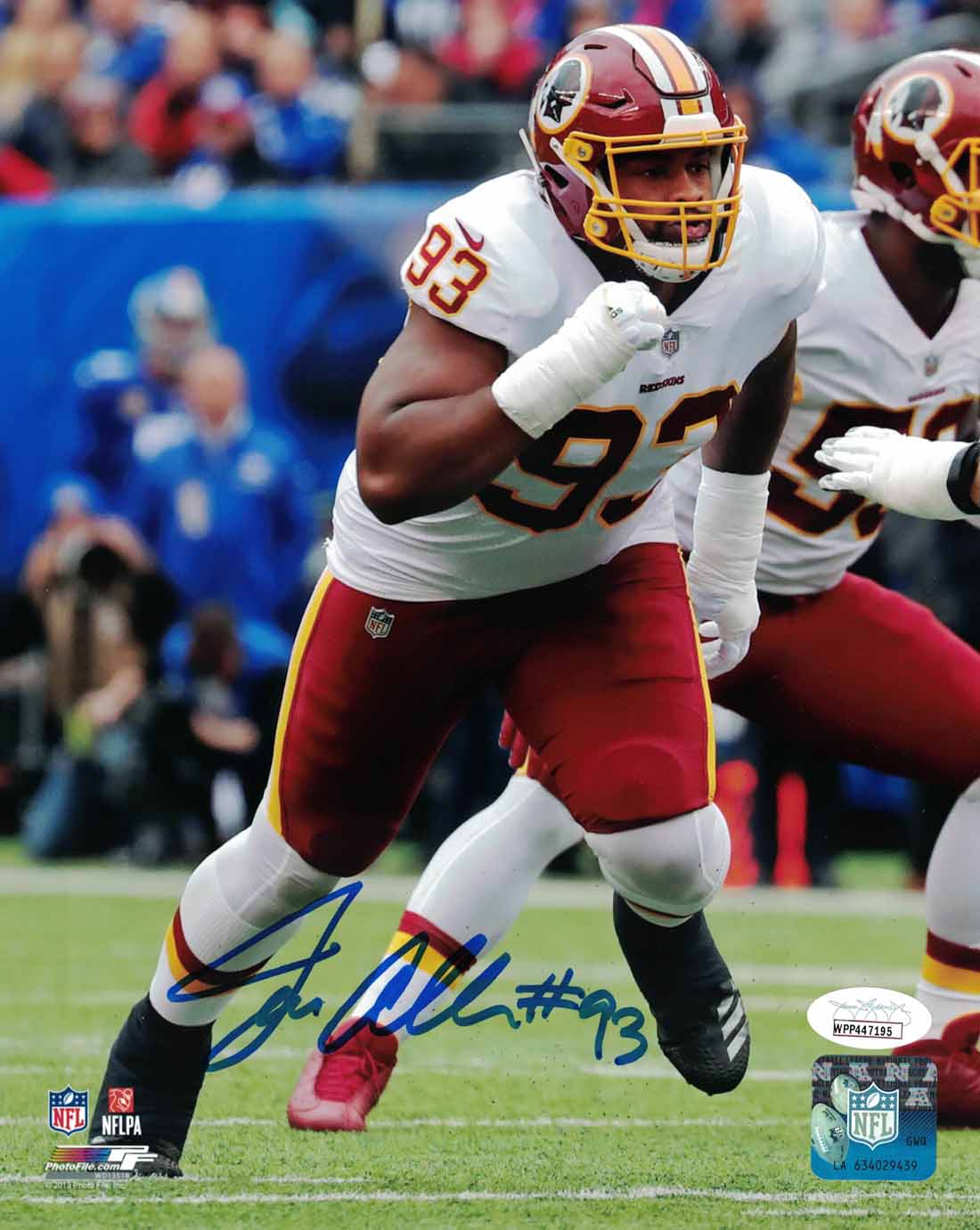 Jonathan Allen Autographed Washington Redskins 8x10 Photo JSA PF 23965