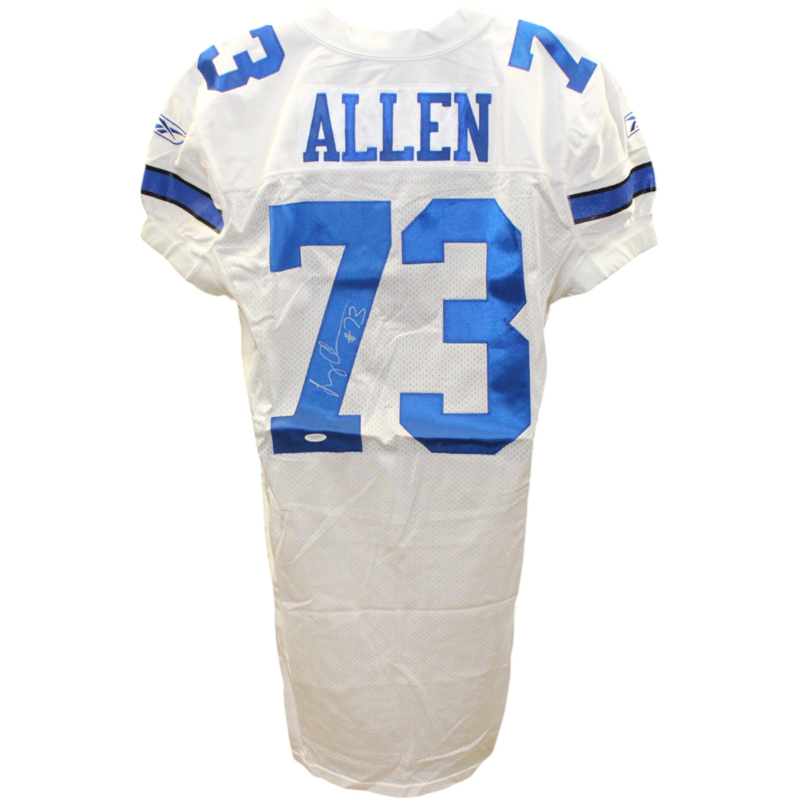 Larry Allen Signed Cowboys Game Issued Reebok 50 White Jersey JSA 48472 Denver Autographs