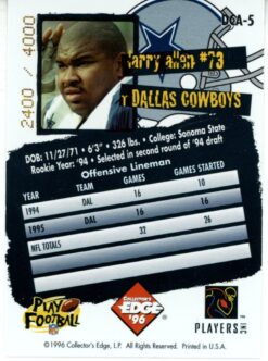Larry Allen Autographed Dallas Cowboys 1996 Collector's Edge #DCA-5 Card 55970