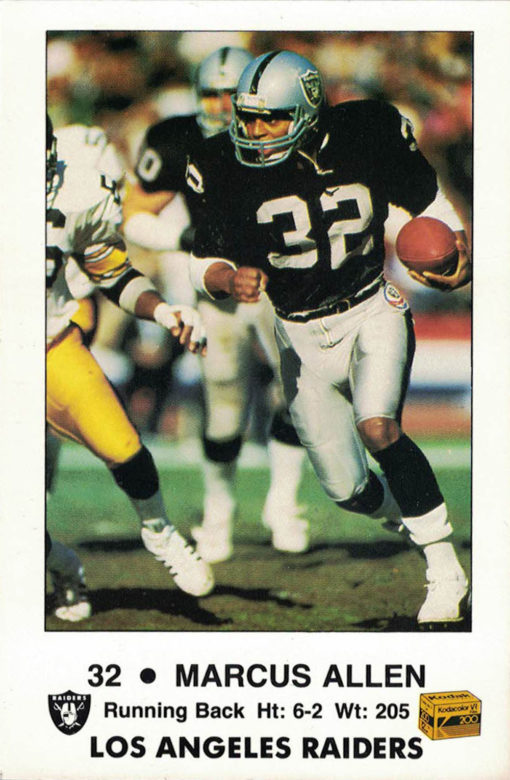 Marcus Allen Los Angeles Raiders 1985 Fire Safety Tip Card 1/4 Kodak Color 26677