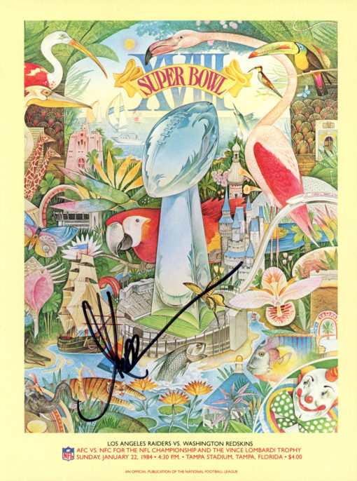Marcus Allen Autographed/Signed Super Bowl XVIII Program Beckett 37386