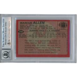 Marcus Allen Autographed 1983 Topps #294 HOF Trading Card 10 Slab Beckett 53377