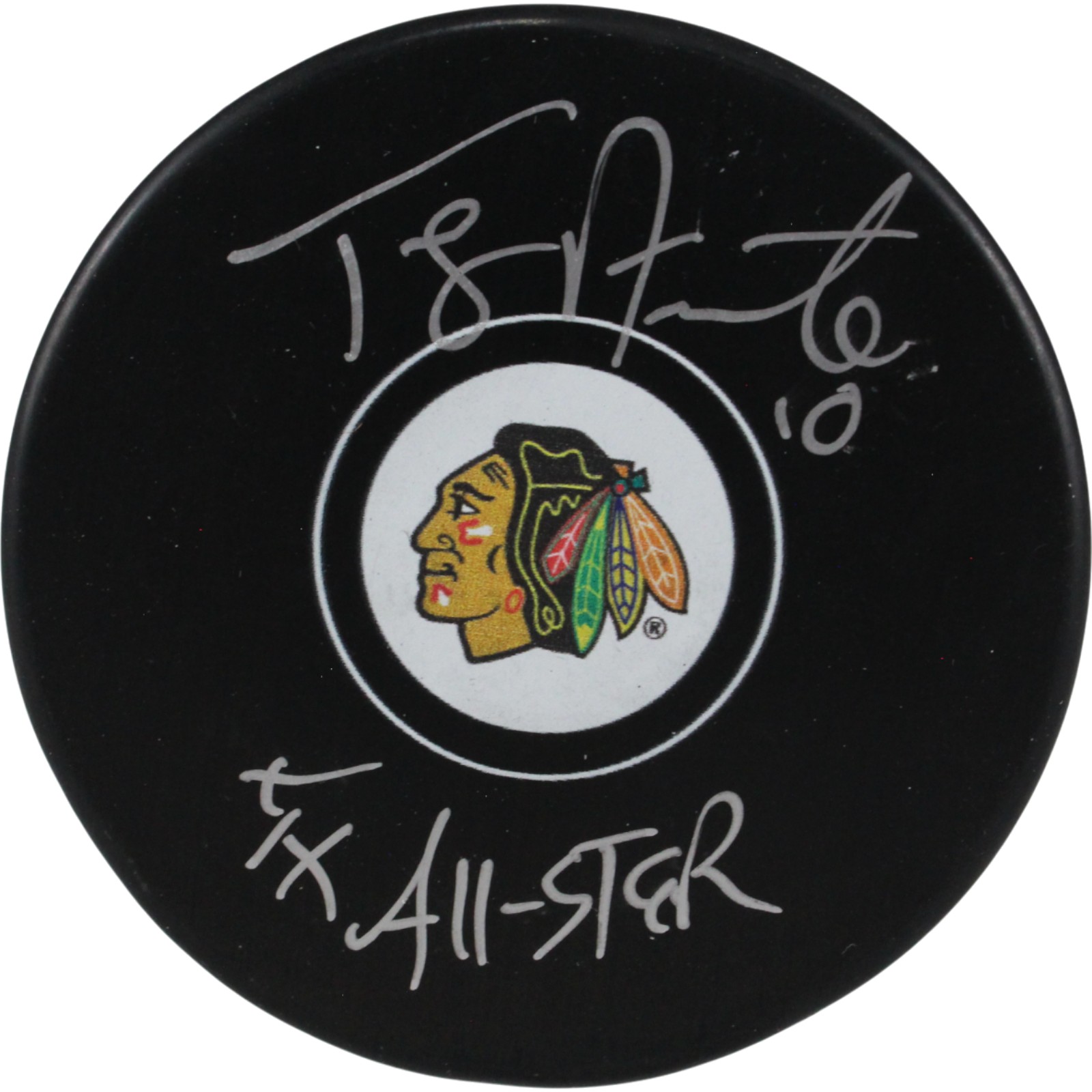 Tony Amonte Autographed Chicago Blackhawks Logo Puck 5x All Star Beckett 53959