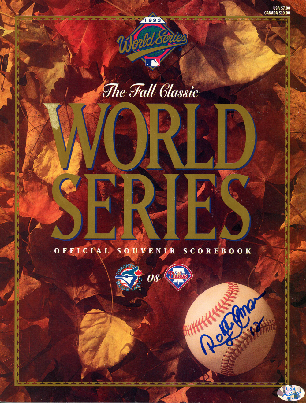 Roberto Alomar Autographed 1993 World Series Scorebook Program Beckett