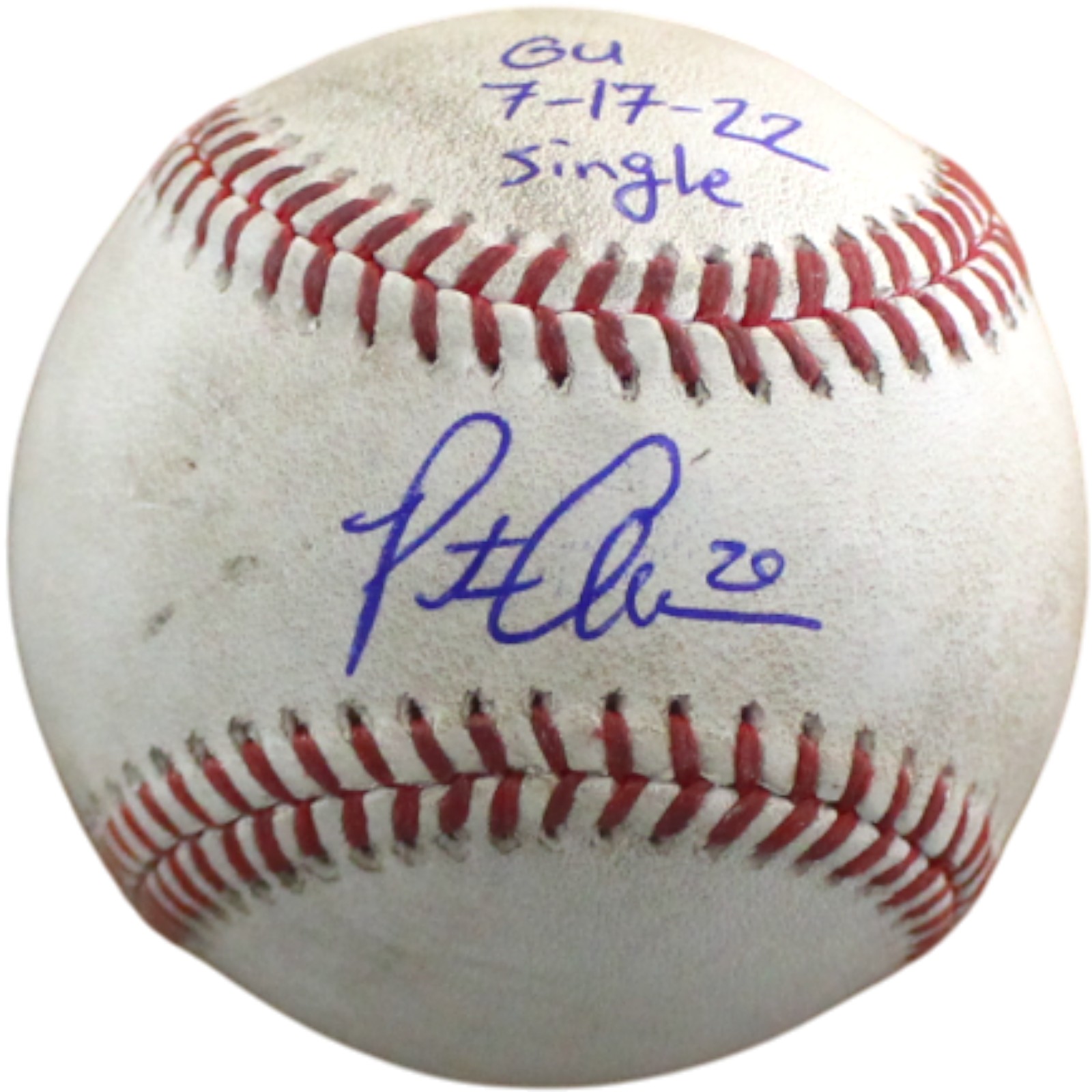 Pete Alonso Autographed New York Mets Game Used Baseball 2022 Fanatics 54536