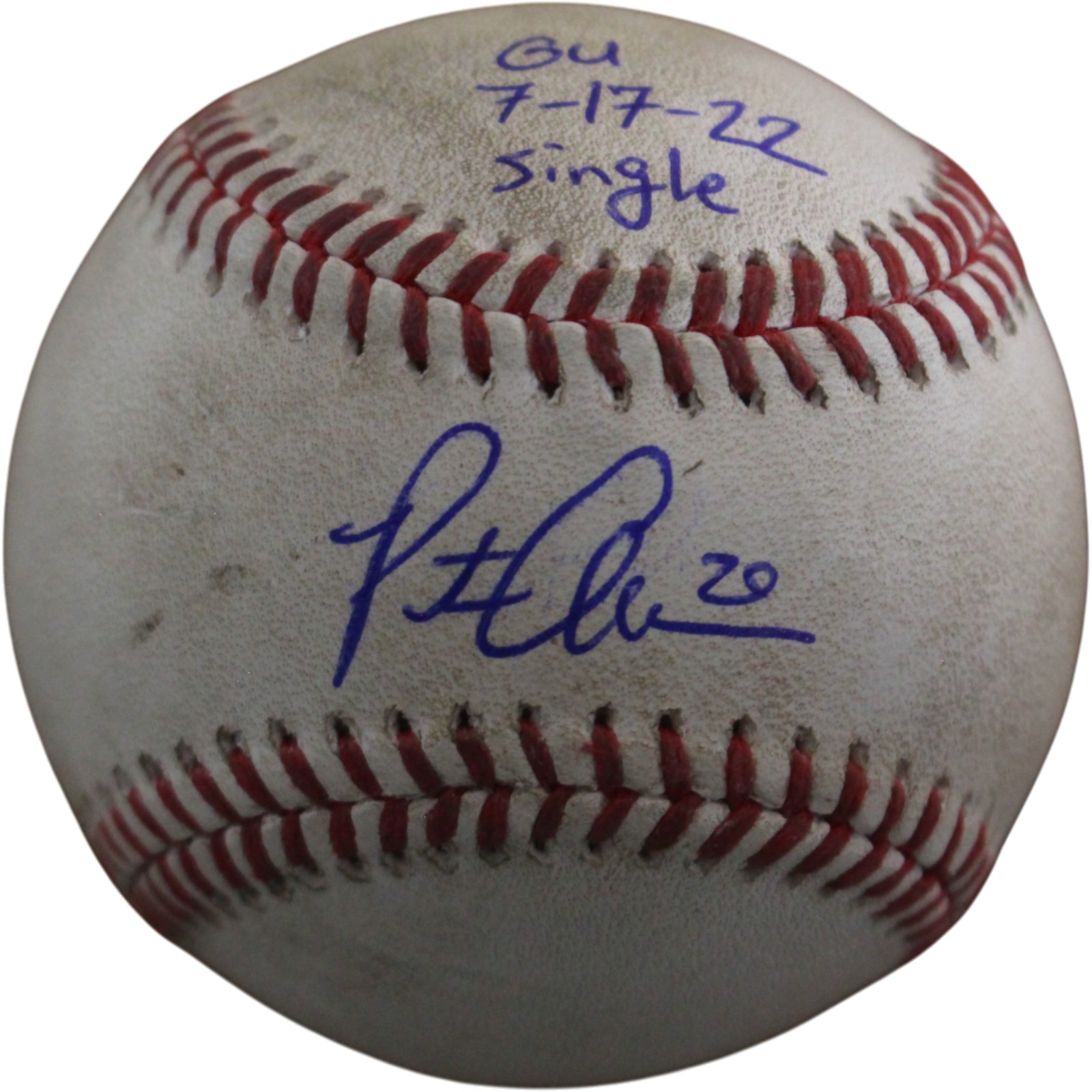 Pete Alonso Autographed New York Mets Game Used Baseball 2022 Fanatics 54536