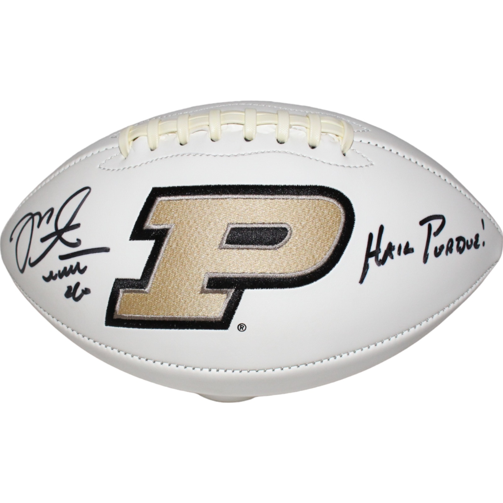 Mike Alstott Signed Purdue Boilermakers White Logo Football BAS