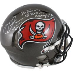 Mike Alstott Signed Tampa Bay Buccaneers Pro TB Helmet 2 Insc. Beckett 50179