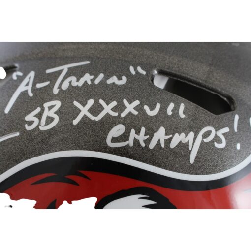 Mike Alstott Signed Tampa Bay Buccaneers Pro TB Helmet 2 Insc. Beckett 50179