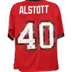 Mike Alstott Signed Tampa Bay Buccaneers Mitchell&Ness L Jersey Insc. BAS 49096