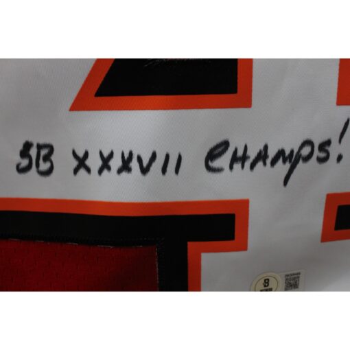 Mike Alstott Signed Tampa Bay Buccaneers Mitchell&Ness L Jersey Insc. BAS 49096