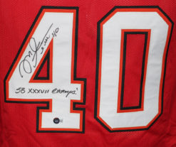 Mike Alstott Autographed/Signed Pro Style Red XL Jersey SB Champs Beckett