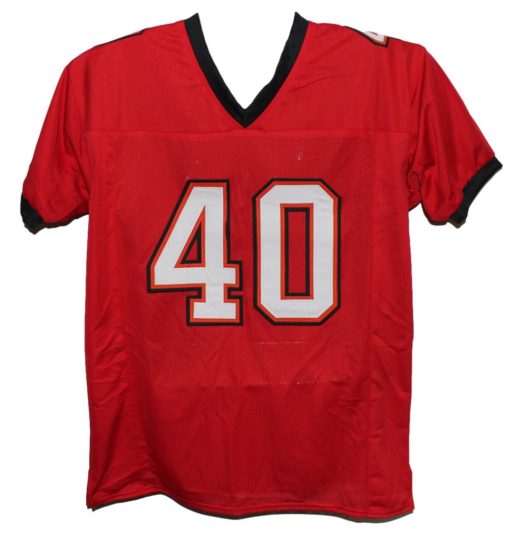 Mike Alstott Autographed/Signed Pro Style Red XL Jersey SB Champs Beckett