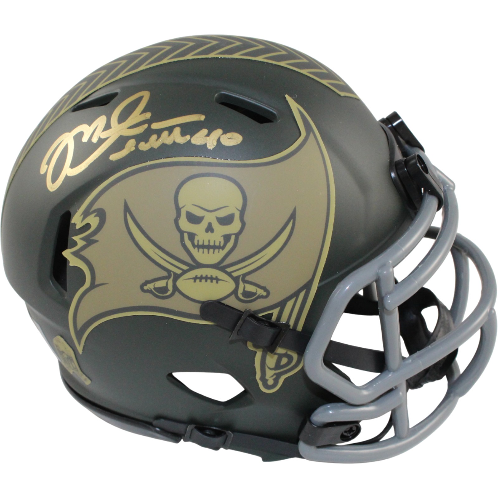 Mike Alstott Autographed Tampa Bay Buccaneers 25 STS Mini Helmet Beckett 54105