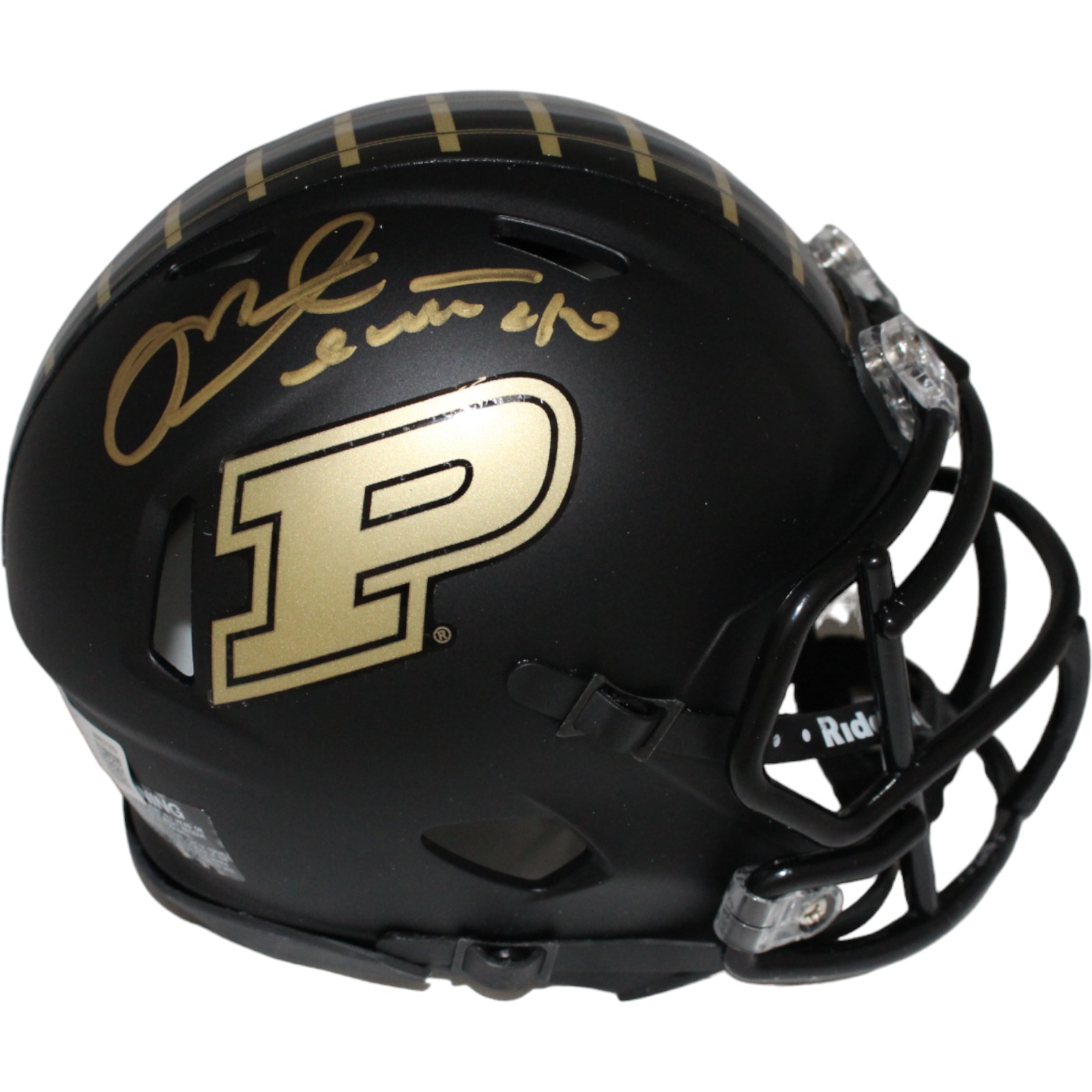 Mike Alstott Autographed Purdue Boilermakers Mini Helmet Black Beckett 42047