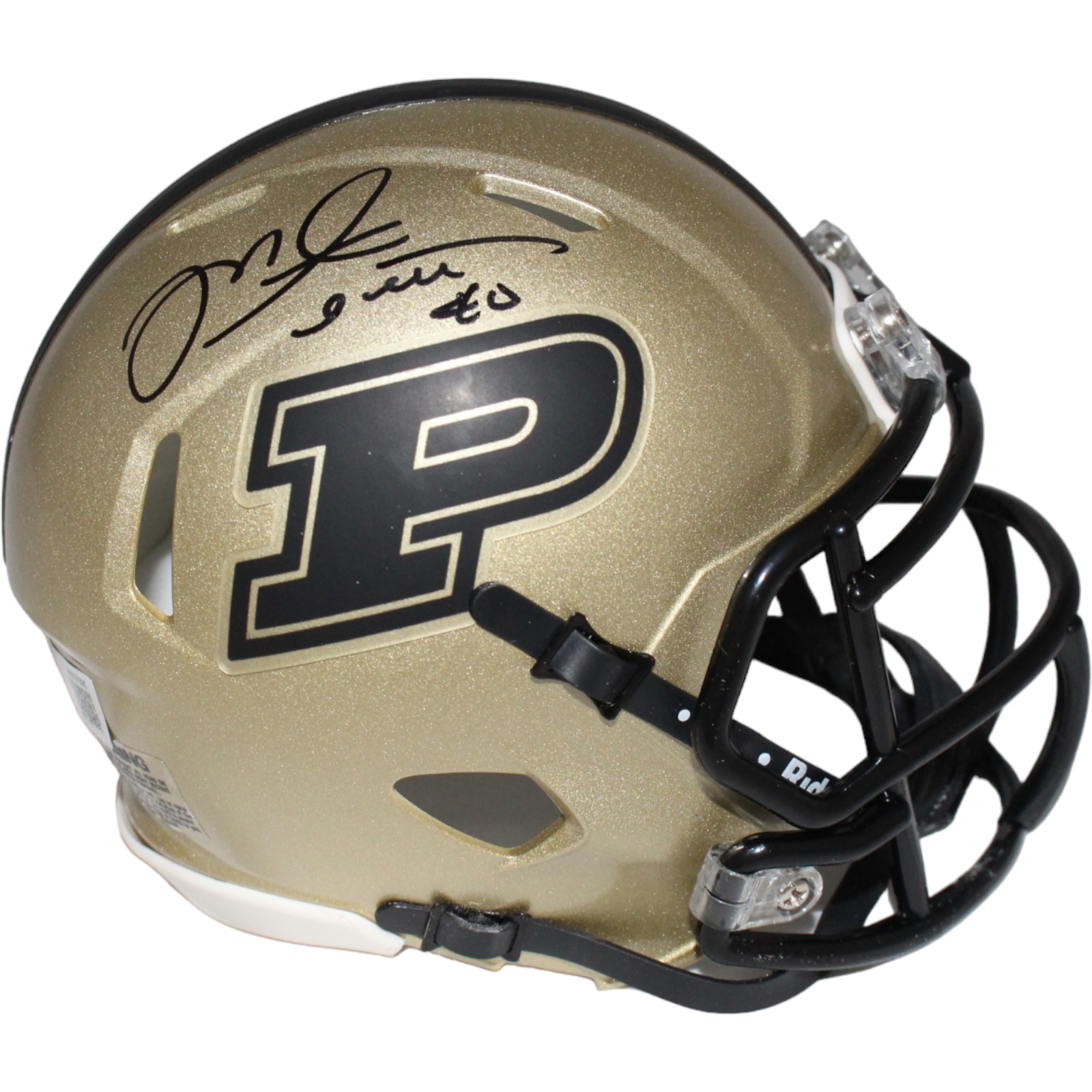 Mike Alstott Signed Purdue Boilermakers Gold Mini Helmet Beckett