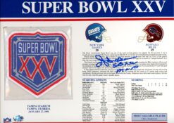 Ottis Anderson Autographed New York Giants SB XXV Patch Stat Card Beckett 54936