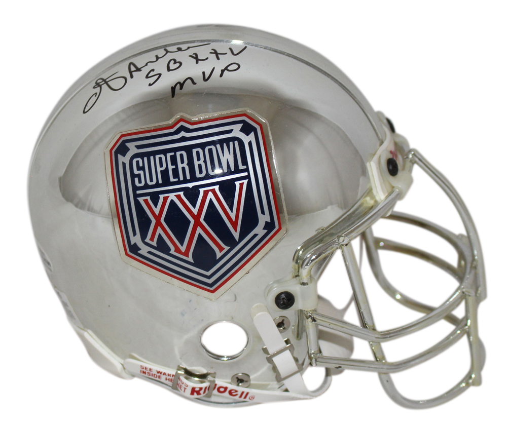 Otis Anderson & Andre Reed Signed Super Bowl XXV Chrome Mini Helmet BAS 32920