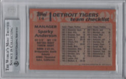 Sparky Anderson Autographed Detroit Tigers 1988 Topps #14 Trading Card BAS 27057