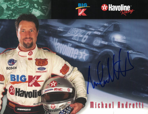 Michael Andretti Autographed/Signed Havoline 9x11 Driver Card Photo 25164