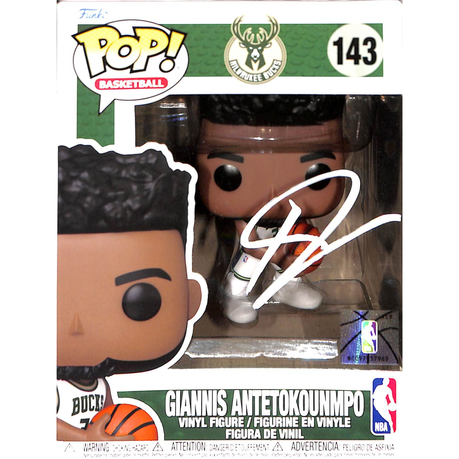 Giannis Antetokounmpo Milwaukee Bucks Signed Funko Pop! #143 BAS 