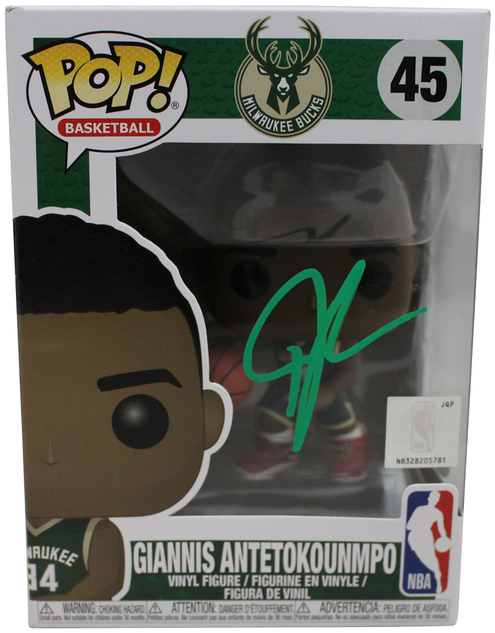 Giannis Antetokounmpo Signed Milwaukee Bucks Funko Pop #45 JSA