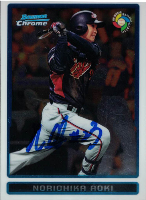 Norichika Aoki Autographed Japan 2009 WBC Bowman Chrome Trading Card 24662