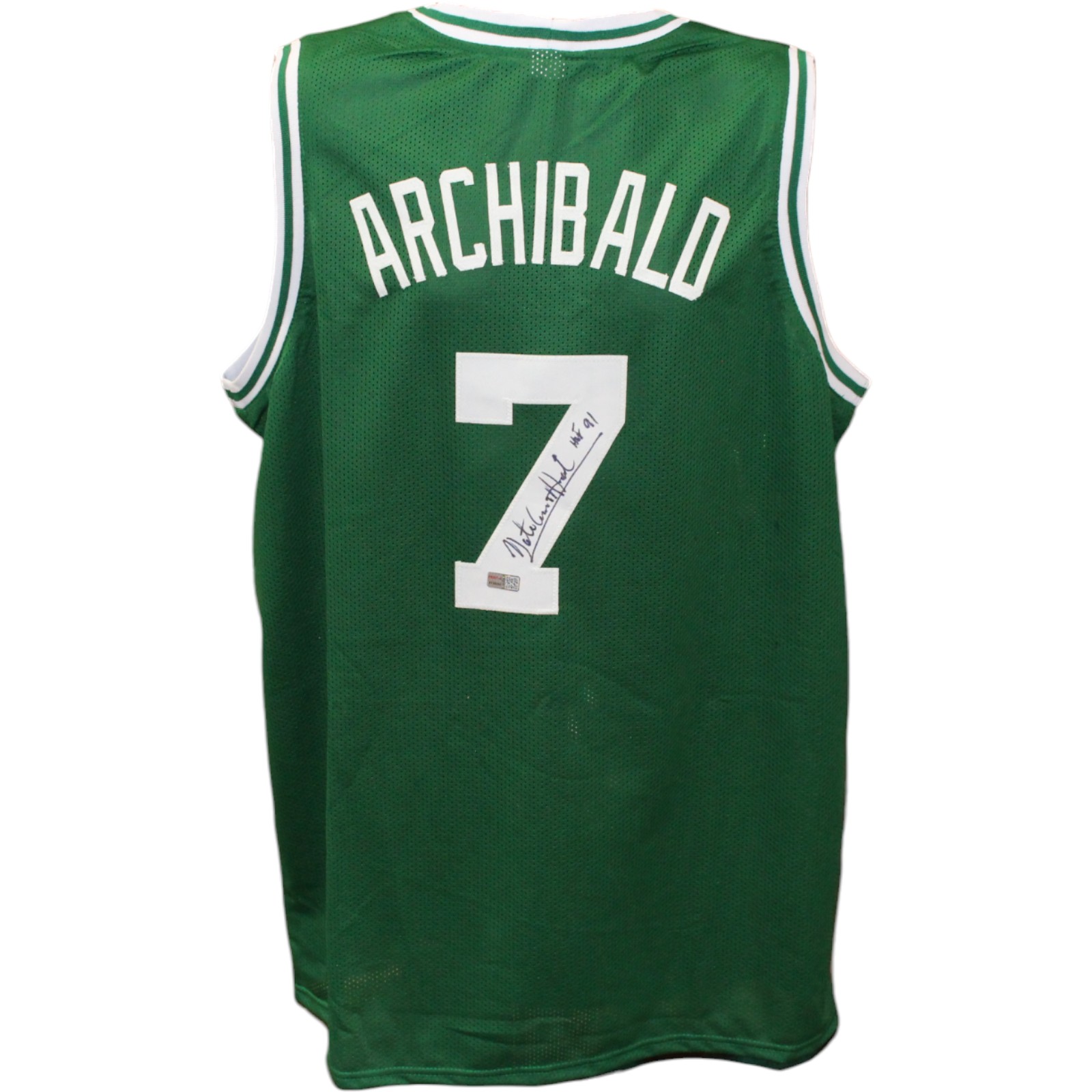 Nate Archibald Autographed/Signed Pro Style Green Jersey HOF TRI