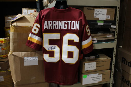 Lavar Arrington Autographed/Signed Pro Style Red Jersey JSA 22428