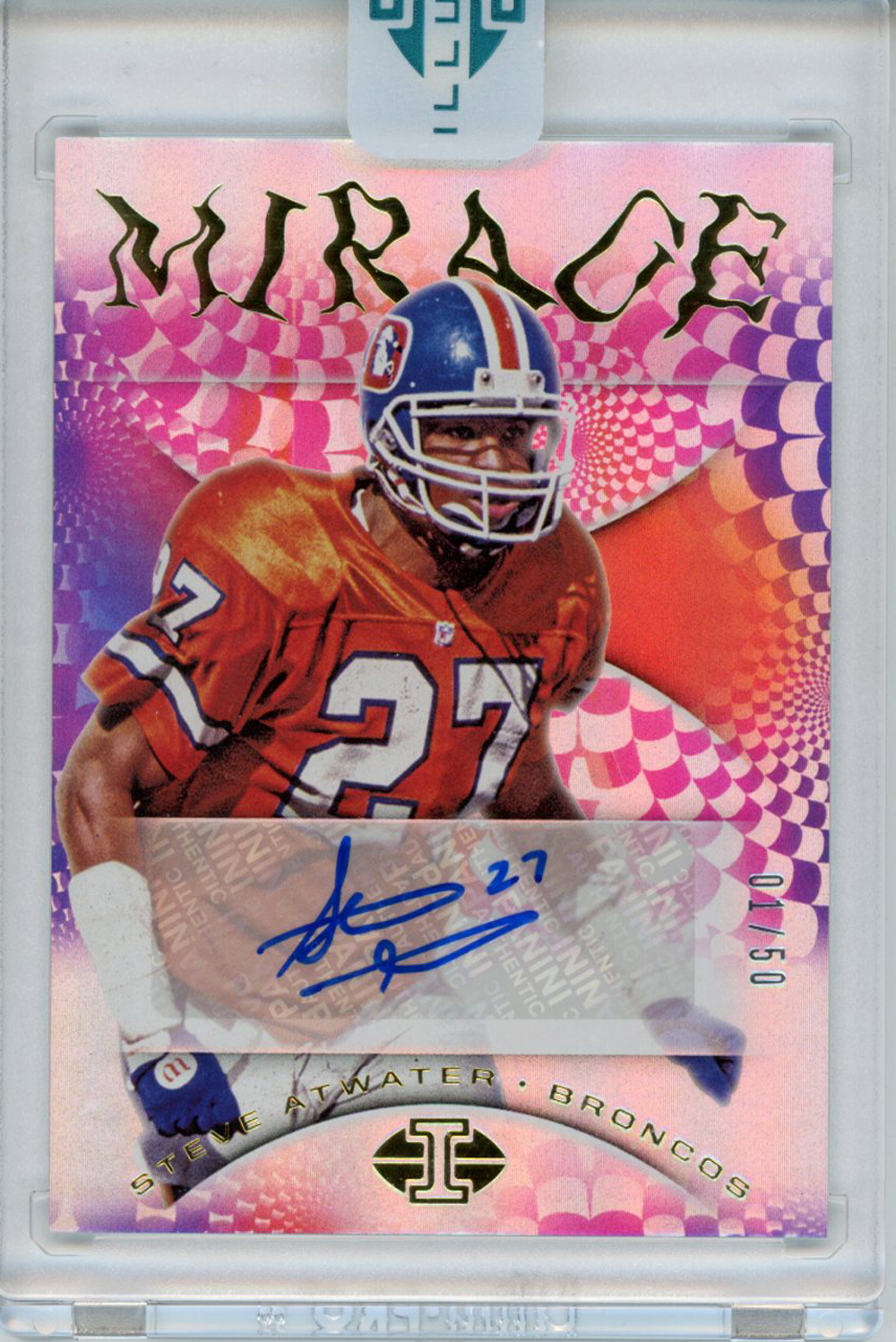 Steve Atwater Autographed 2020 Panini Illusions Mirage 1/50 Trading Card