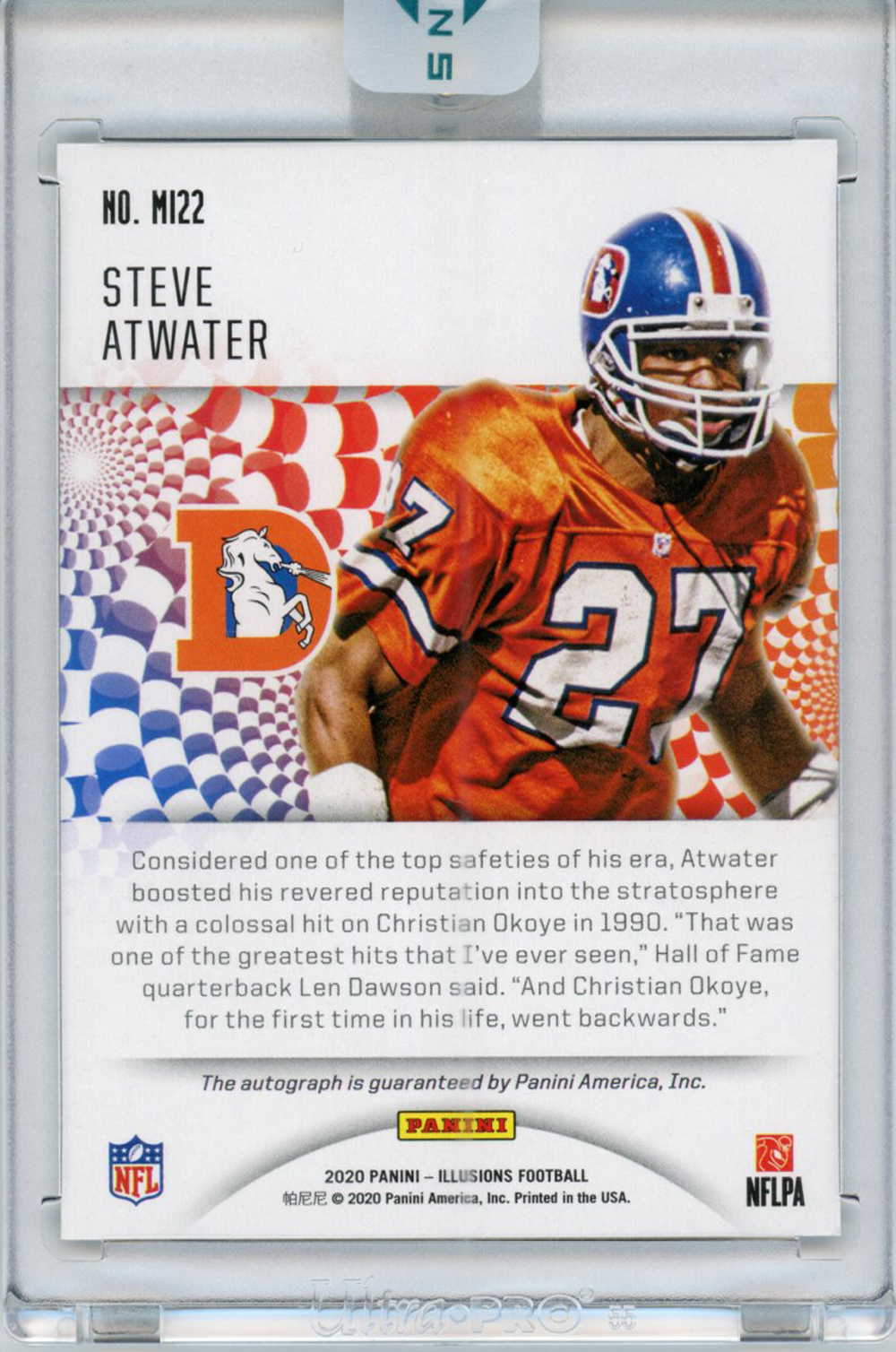 Steve Atwater Autographed 2020 Panini Illusions Mirage 1/50 Trading Card
