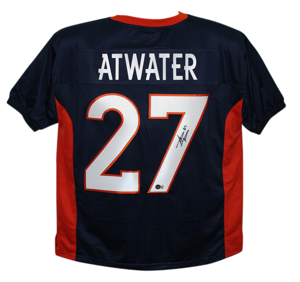 Steve Atwater Autographed/Signed Pro Style Blue XL Jersey Beckett