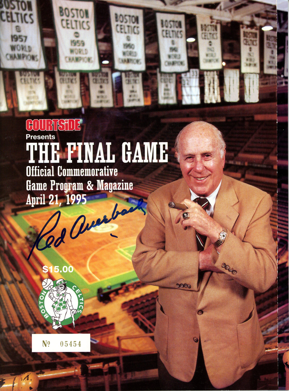 Red Auerbach Autographed 1995 Final Game Boston Celtics Magazine Beckett