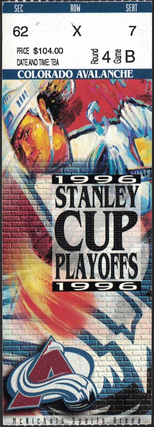 Colorado Avalanche 1996 Stanley Cup Finals Game 2 Ticket 26417