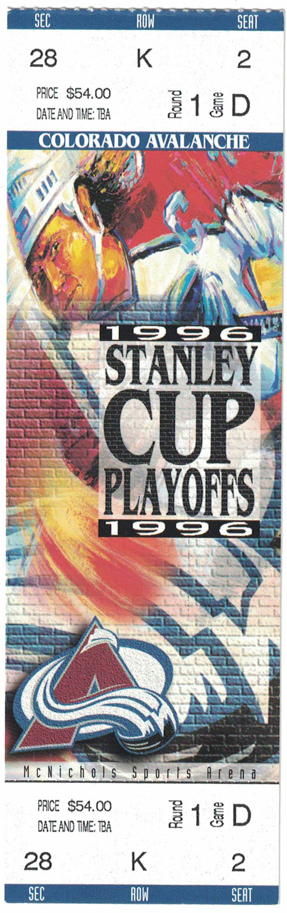 Colorado Avalanche 1996 Stanley Cup Playoffs Round 1 Game 4 Ticket 27463
