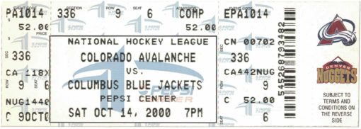 Colorado Avalanche Ticket Stub Patrick Roy Ties Terry Sawchuk For Wins 26541