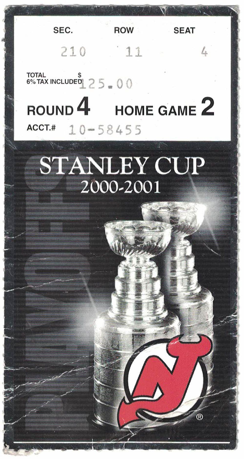 Colorado Avalanche vs Devils 2001 Stanley Cup Finals Game 2 Ticket