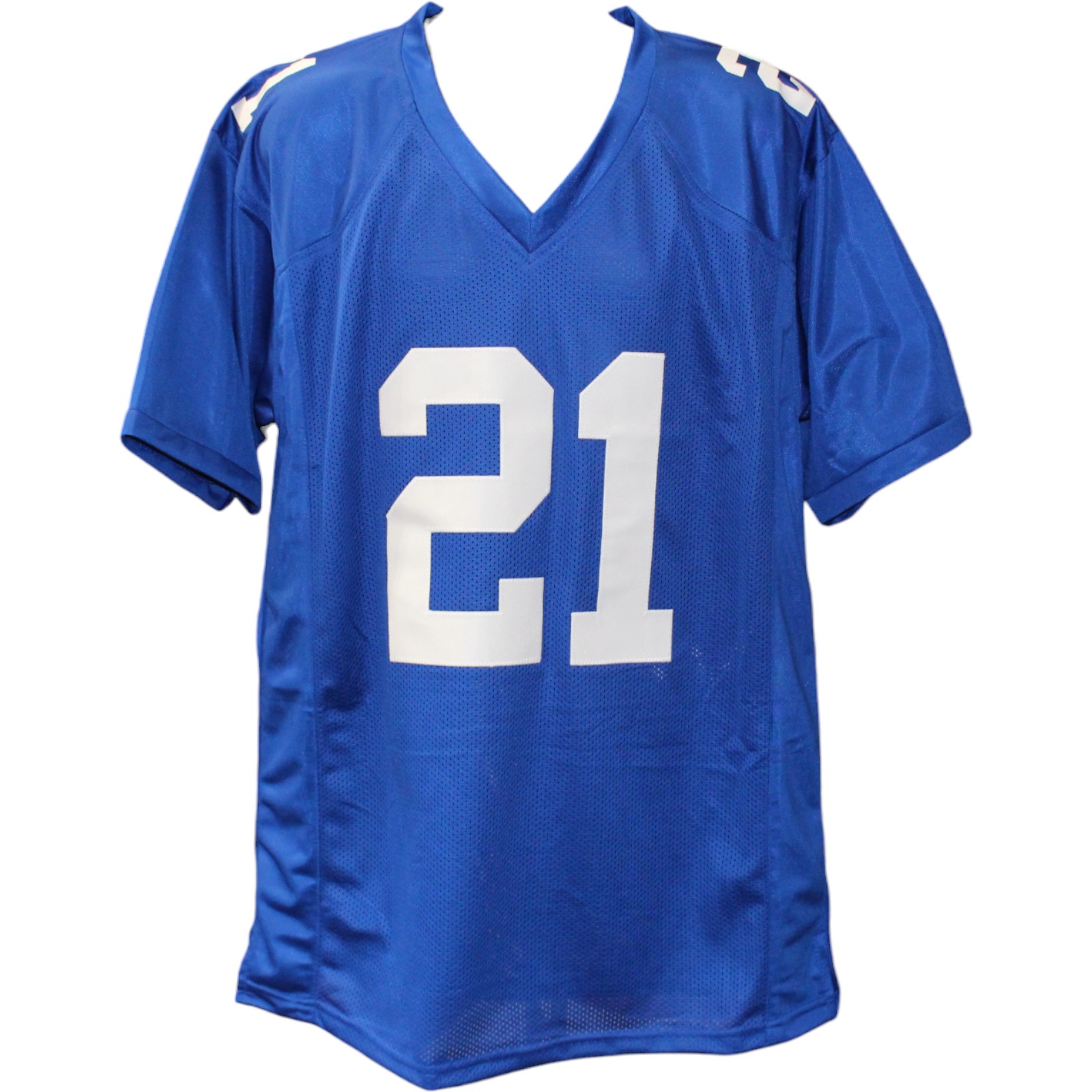 Tiki Barber Autographed/Signed Pro Style Blue XL Jersey Beckett Witness 51843 4 Tiki Barber Autographed/Signed Pro Style Blue XL Jersey Beckett Witness 51843