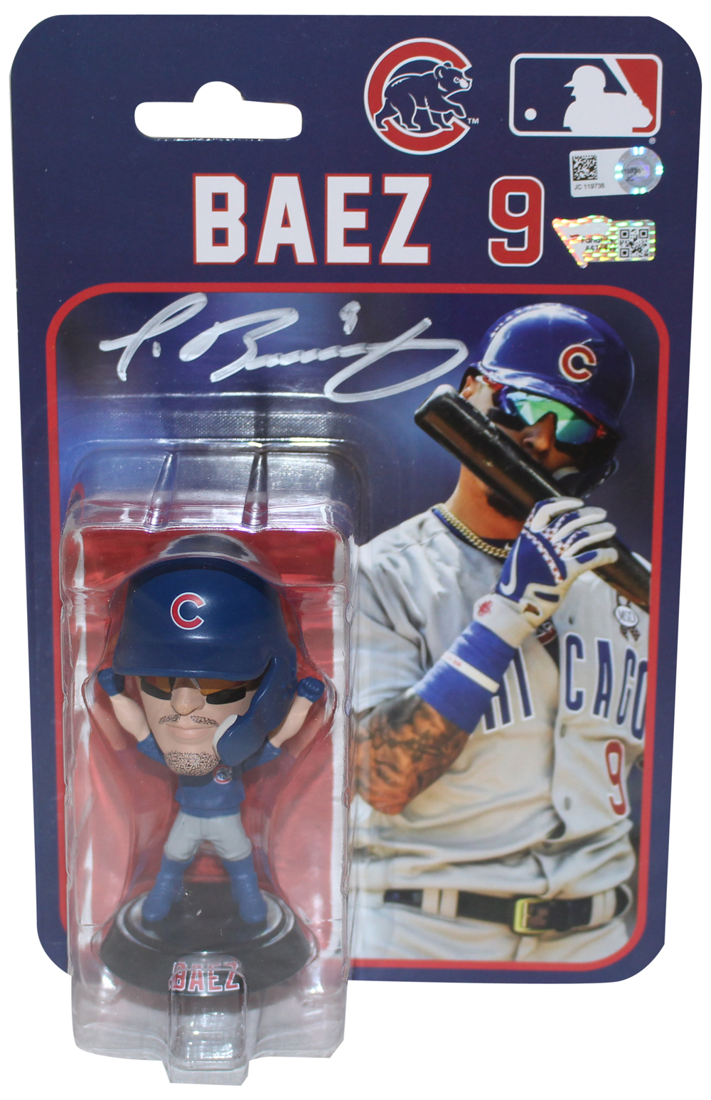 Javier Baez Autographed/Signed Mini Bobble Head Chicago Cubs Beckett