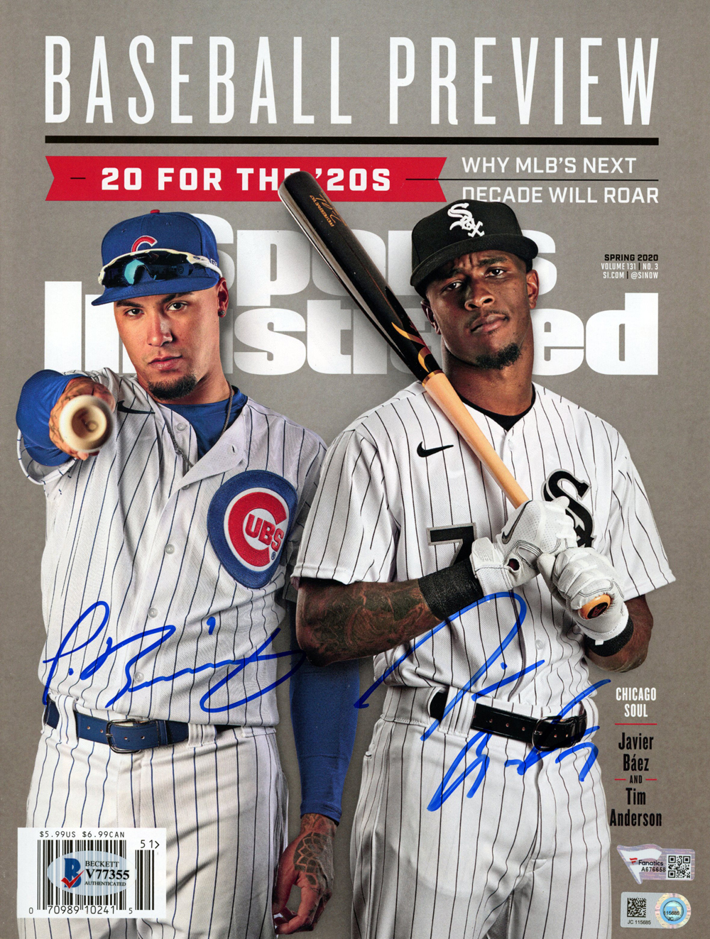 Javier Baez & Tim Anderson Signed Sports Illustrated Spring 2020 Cubs Sox