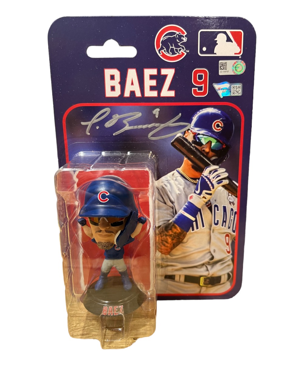 Javier Baez Signed Mini Bobble Head Chicago Cubs Dual