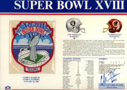 Chris Bahr Autographed Los Angeles Raiders SB XVIII Patch Card Beckett 54947