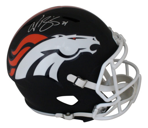 Champ Bailey Autographed Denver Broncos Black Matte Replica Helmet JSA 21258