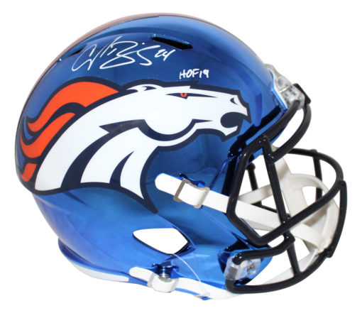 Champ Bailey Autographed Denver Broncos Chrome Replica Helmet HOF JSA 21238