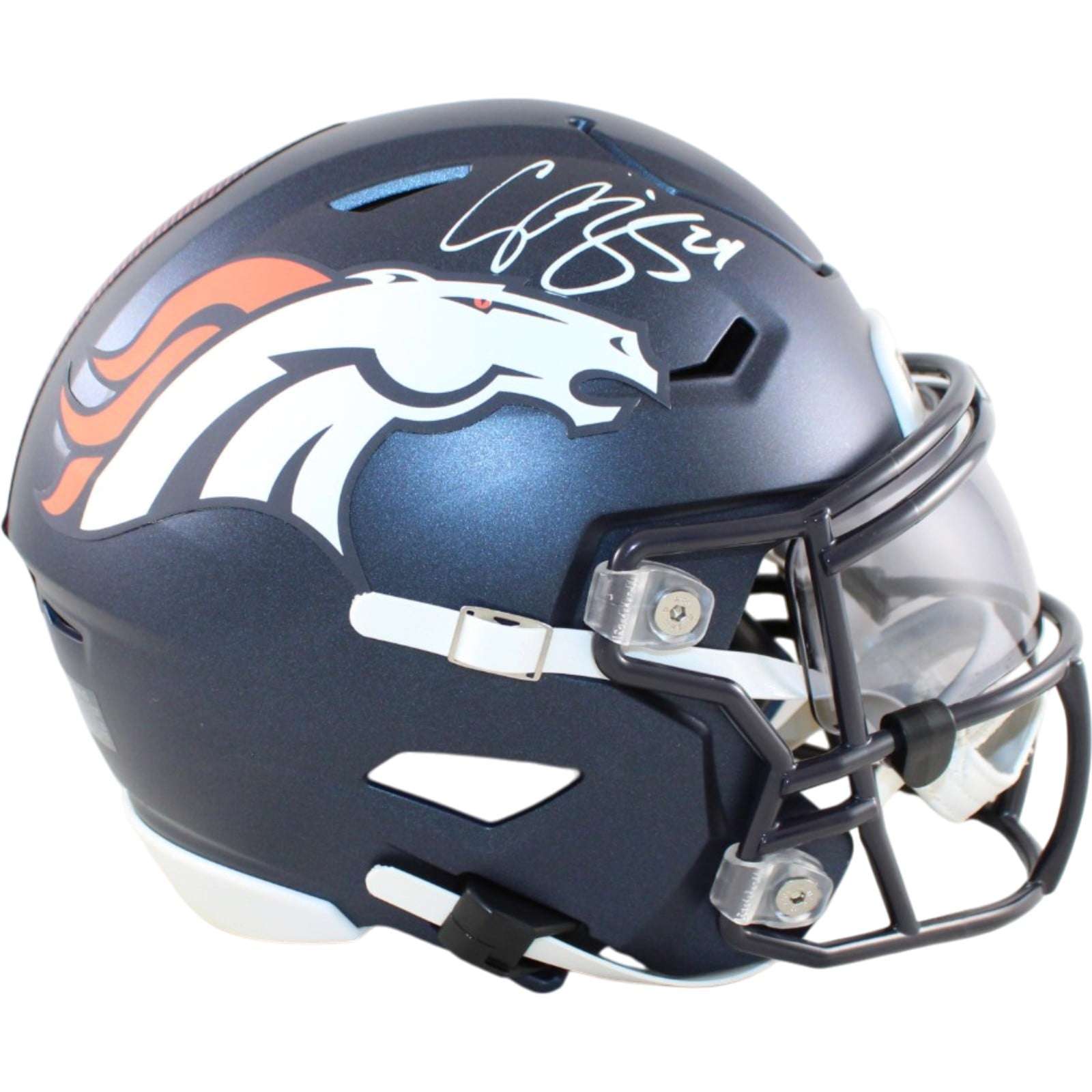 Champ Bailey Autographed Denver Broncos Mid-Size Midi Helmet Beckett WIT 58656