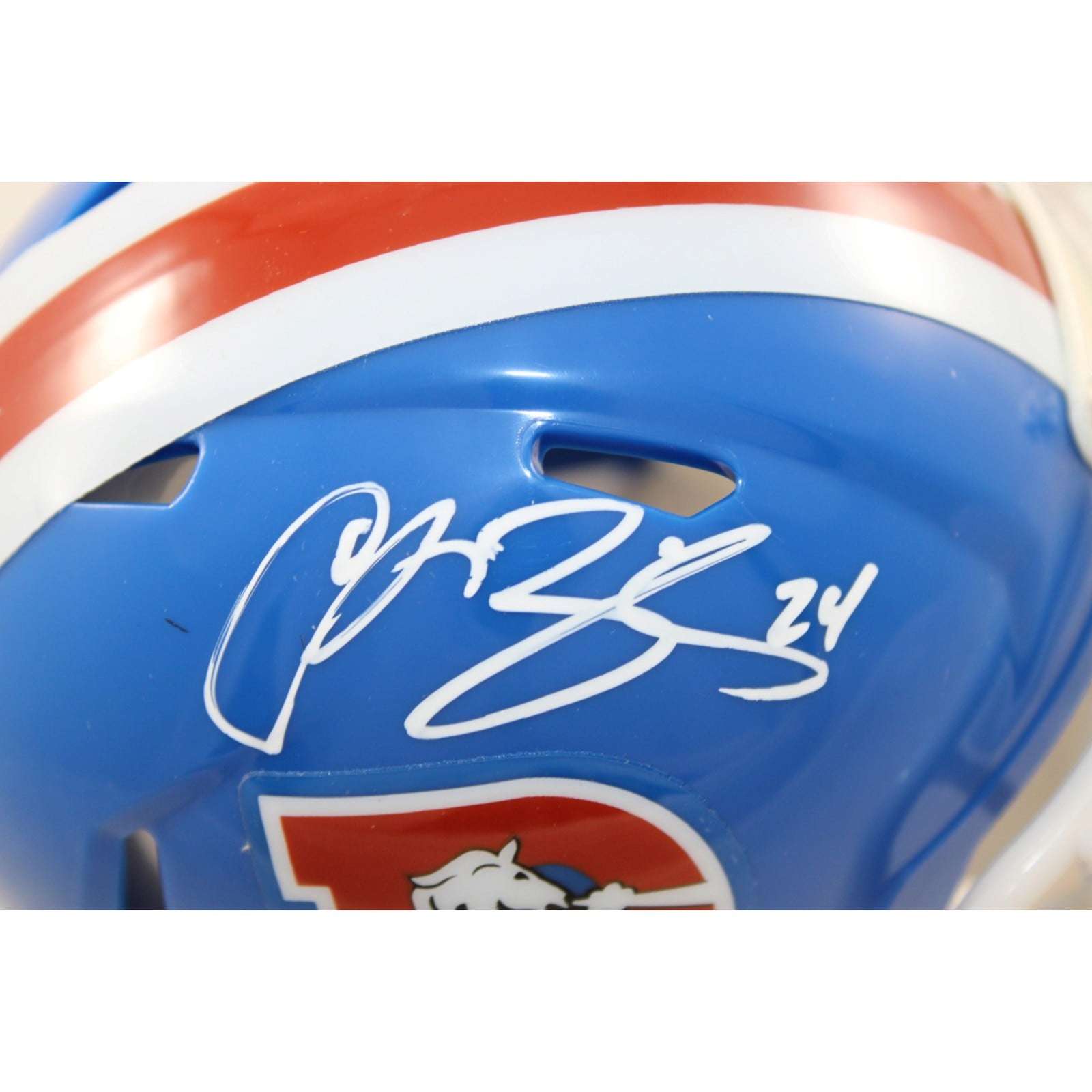 Champ Bailey Autographed/Signed Denver Broncos Mini Helmet Beckett Witness 58658 2 Champ Bailey Autographed/Signed Denver Broncos Mini Helmet Beckett Witness 58658
