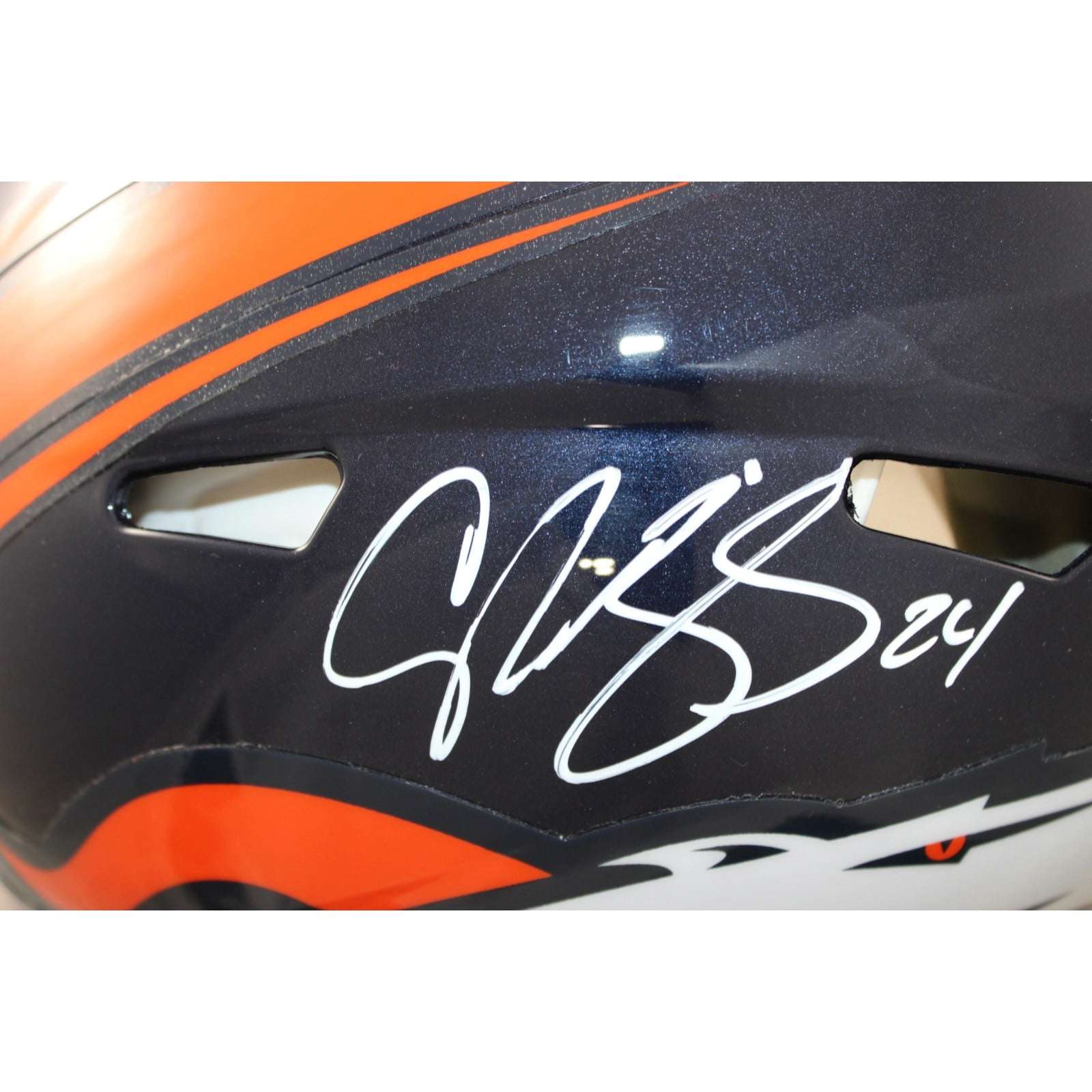 Champ Bailey Autographed Denver Broncos Pro Helmet 97 TB Beckett Witness 58664 2 Champ Bailey Autographed Denver Broncos Pro Helmet 97 TB Beckett Witness 58664