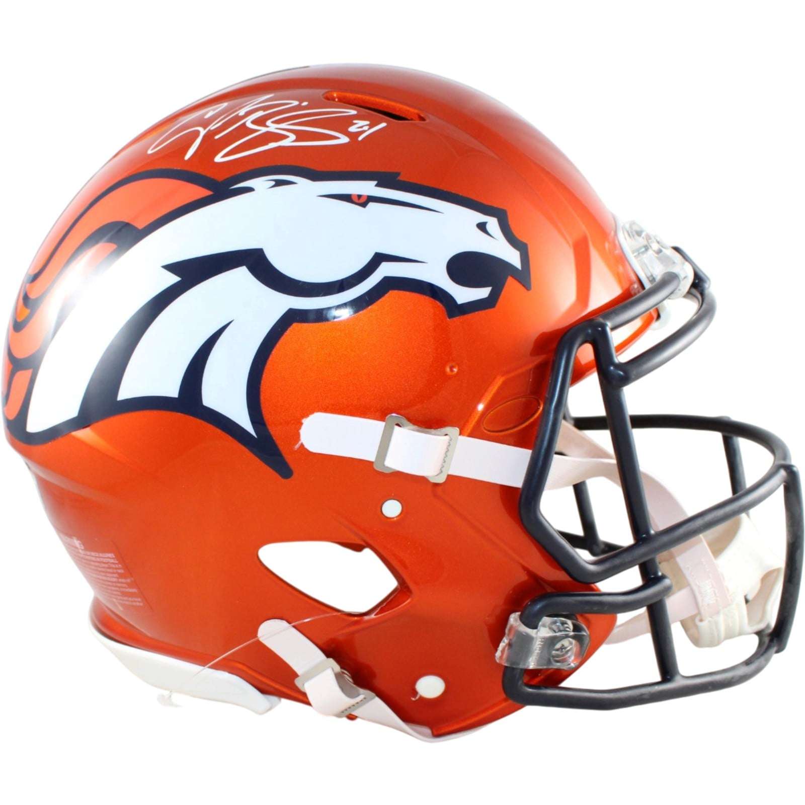 Champ Bailey Autographed Denver Broncos Pro Helmet Flash Beckett Witness 58672